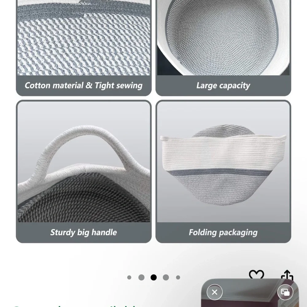 Gray and White Woven Storage Basket - set of 2